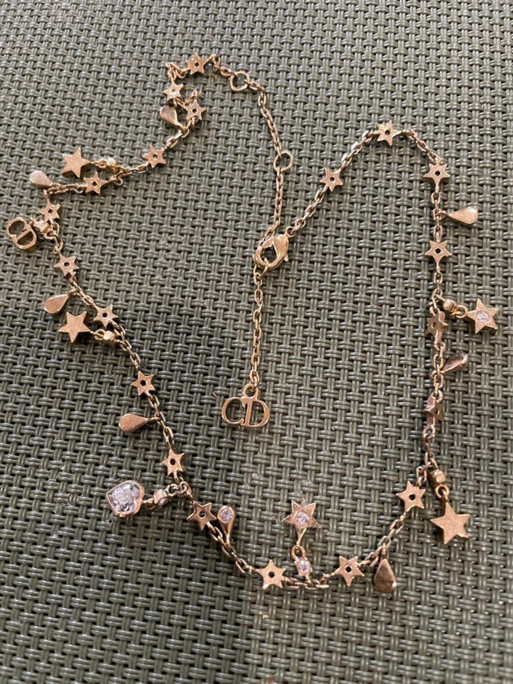 Dior Rose-Gold Starburst & Crystal Charm Necklace